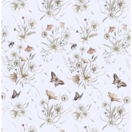Timeet Peel and Stick Wallpaper Boho Butterfly Flowers Wallpaper Self Adhesive Removable Wallpaper for Bathroom Living Room Wall Decor Waterproof Wallpaper 17 inx197 in