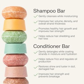 The Earthling Co. Shampoo & Conditioner Bar Set - Promote Hair Growth, Strengthen & Volumize All Hair Types - Paraben & Sulfate Free Formula with Natural Ingredients for Dry Hair (Sweet Sandalwood)
