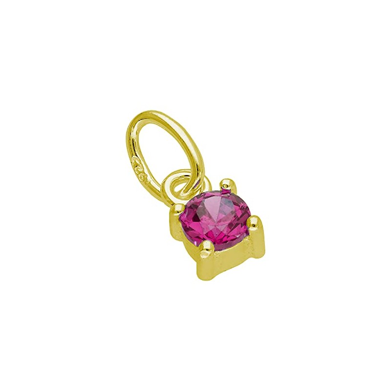 Gold Plated Sterling Silver Ruby CZ Birthstone Claw Charm, Sterling