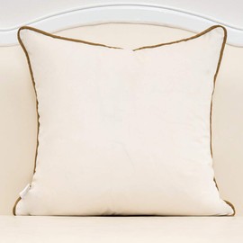 Alerfa 18 x 18 Inches White Geometric Gold Leather Striped Cushion Cases Embroidery Modern Throw Pillow Covers Decorative Pillows for Couch Living Room Bedroom Car 45 x 45cm