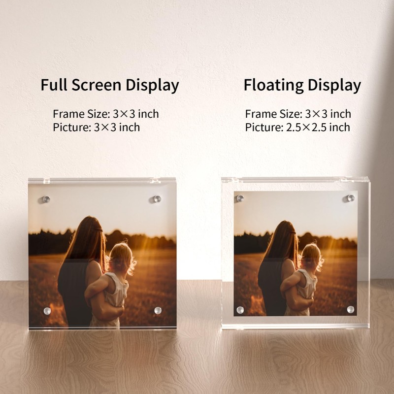 Sezanrpt 3 Pack Acrylic Picture Frames 3x3, 3 x 3