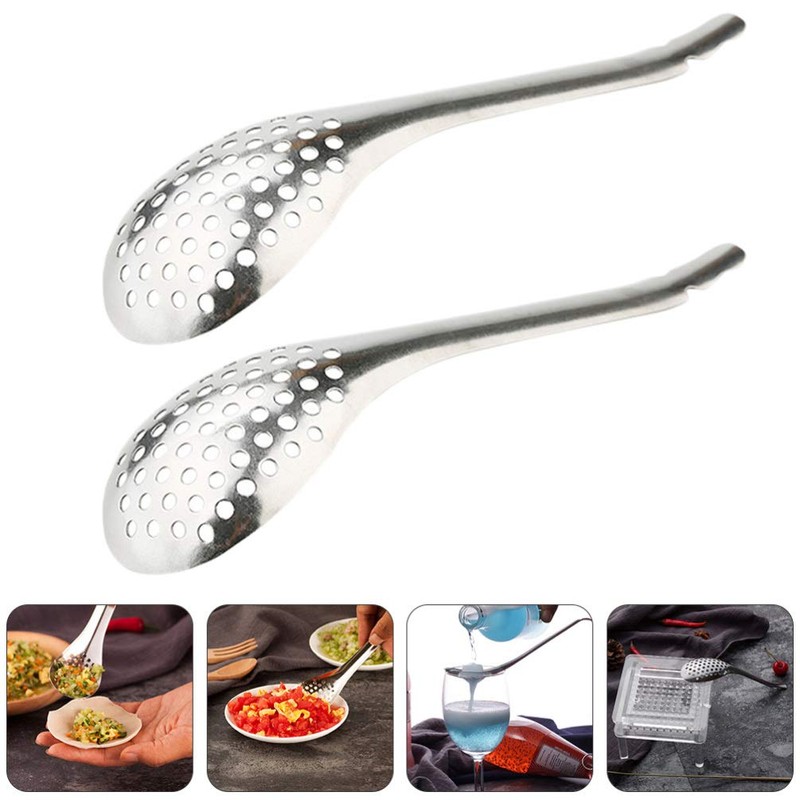 jojofuny 2Pcs Small Slotted Spoons Spherification Spoon Durable Stainless Steel