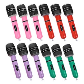TOYANDONA 12pcs Inflatable Microphone Toys, 9. 8 inch Blow up Microphone Pretend Play Microphone Prop Inflatable Microphones for Kids Adults Party Decorations Supplies (Random Color)
