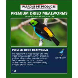 Paradise Pet Products Dried Mealworms for Birds, Turtles, Reptiles,Chick - 1/2lb