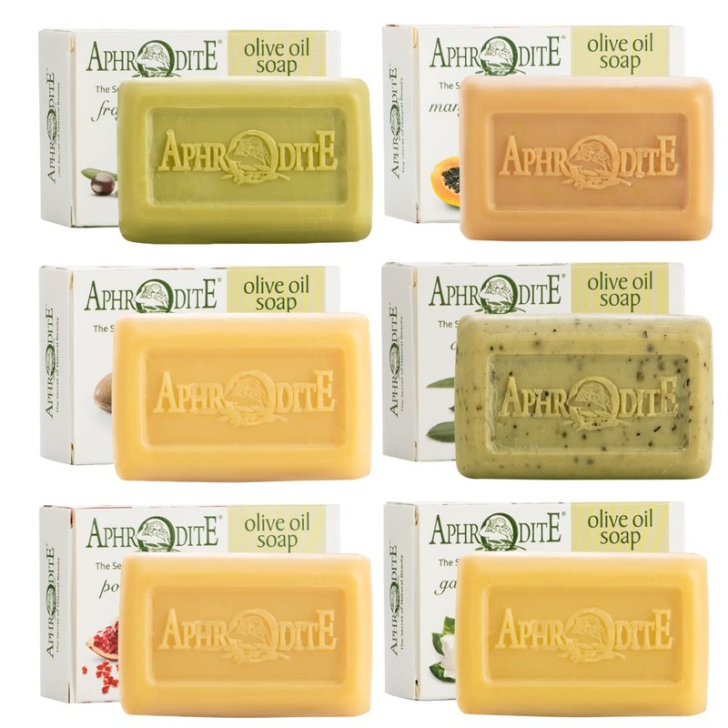 Aphrodite Olive Oil Soap Set 6-Piece Set with Natural Soap.