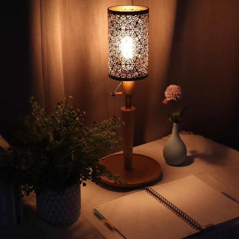Metal lampshade, circular pattern cylindrical wrought iron small lampshade hollow