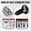 WINUERK 4Sets Black Anti Theft License Plate Screws Kits, Rustproof