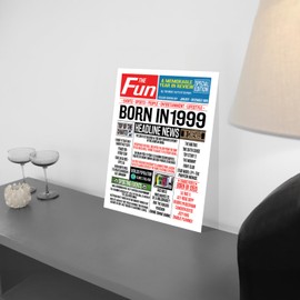 Stuff4 25th Birthday Poster Unframed - Born In 1999 Newspaper - Happy 25th Birthday Gifts for Men Women Vintage Retro Back In 1999, 8x10 Inch Twenty-Five Twenty-Fifth Bday Party Decor Decoration