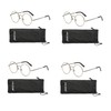 EYE ZOOM 4 Pack Metal Frame Round Reading Glasses with