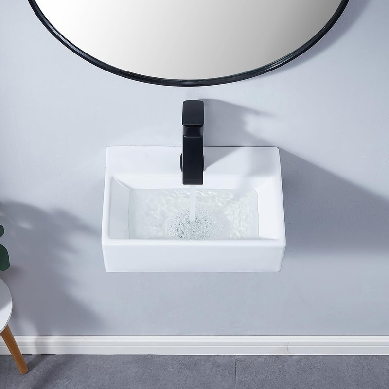 SHACO 14x10 Inch Wall Mount Bathroom Sink, Small Bathroom Sink