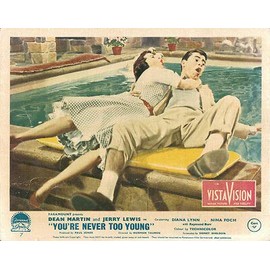 You're Never Too Young Original Lobby Card Jerry Lewis Diana Lynn at Pool