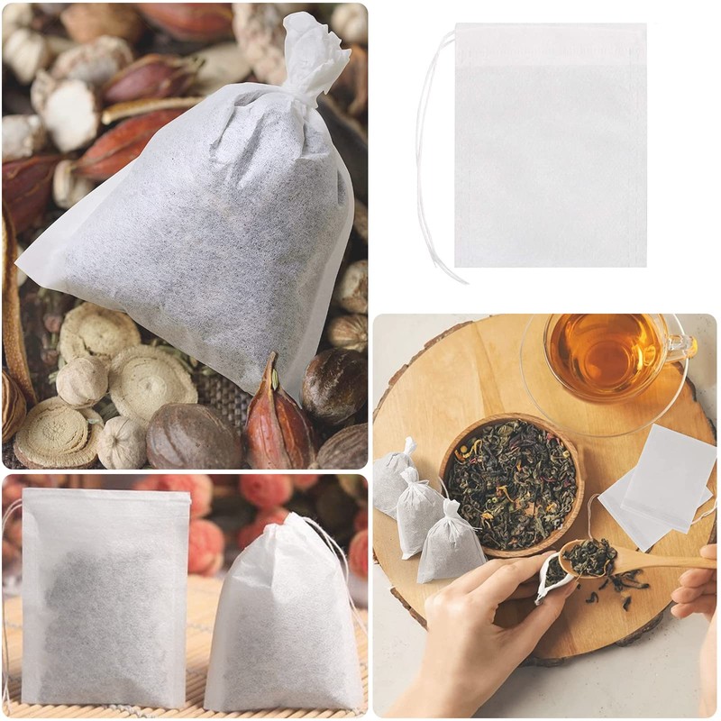 100PCS Disposable Tea Filter Bags, Carehabi Empty with Drawstring for
