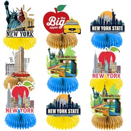 9PCS New York City Party Decoration American Nyc Honeycomb Centerpieces Decorations American Theme Party Table Supplies USA Nyc Decor Cityscape Broadway Party Decor