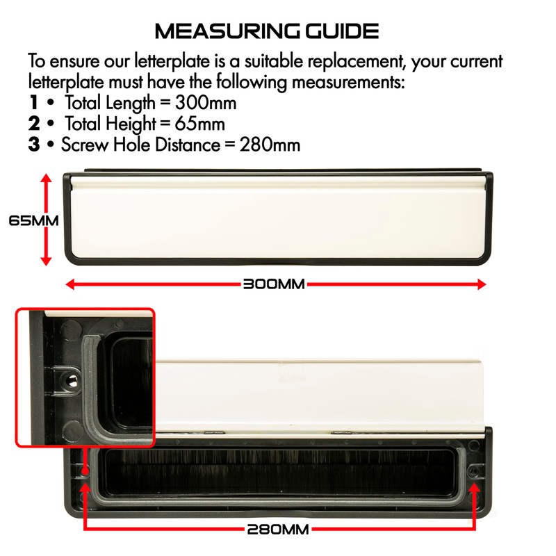 TSS Letterplate 12" in Black, Telescopic Sleeved Letter Box for