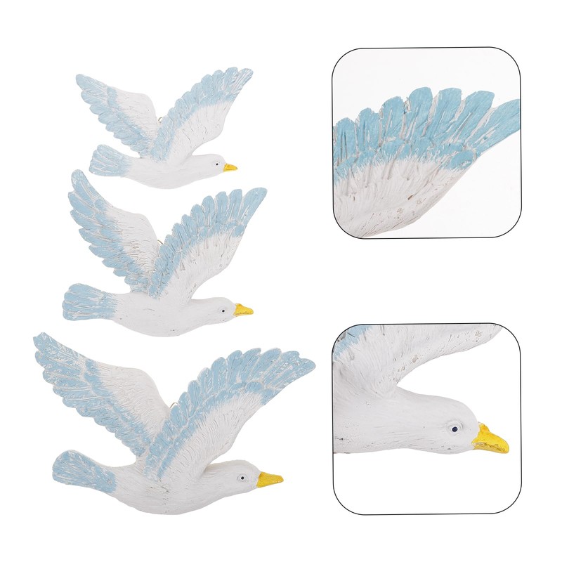 3Pcs Seagull Figurine Garden Bird Statue Small Seagull Birds Ornaments