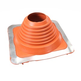 Fasteners Plus #5 High Temp Roof Flashing Boot, Fits Pipe Diameters 4" - 8-1/4" Wide, Includes Square Metal Roof Pipe Flashing, Red