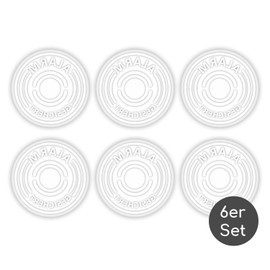 6er Aufkleber-Set Alarm-gesichert, innen-klebend I Ø 4 cm I Achtung Objekt besitzt Alarmanlage I für Fenster-Scheibe, Tür I transparent I hin_369