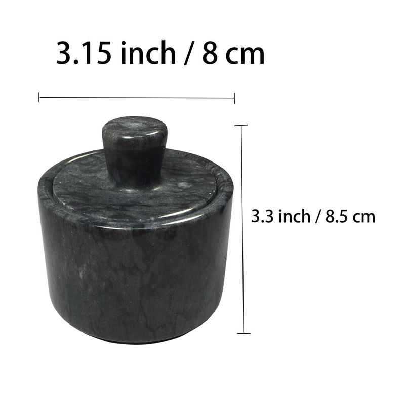 Marble Salt Cellars, Black Salt box With Cover, Salt Holder
