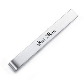 HONEY BEAR Mens Wedding Marriage Tie Clip Bar Normal Size Gift 5.4cm Silver (Usher)