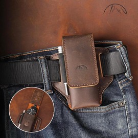 Leather Multitool Sheath for Belt - Multitool Holder for Belt - EDC Belt Organizer Multitool Pouch - Two  Closure Multitool Holster - Belt Loop Leather Multitool Case, Darkbrown - Color: Darkbrown