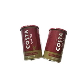 Costa Coffee Smooth Medium Roast Instant Coffee with Finely Ground Beans 2 Tin Bundle