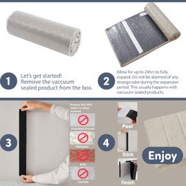 Upholstered Full Headboard - Easy Assemble Channel Stitched Headboard Full Size - Wall Mounted Headboards with 3D Soundproof Wall Panels Peel & Stick Floating Headboards, Linen