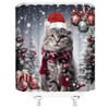 FILMILIL Merry Christmas Cat Shower Curtain Winter Cute Cats Xmas