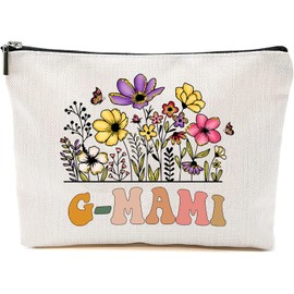 G-Mami Wildflowers Gifts For Mother's Day Makeup Bags - G-Mami Flower Gift Bags - Mom Birthday Gifts - Travel Cosmetic Bag For Birthday