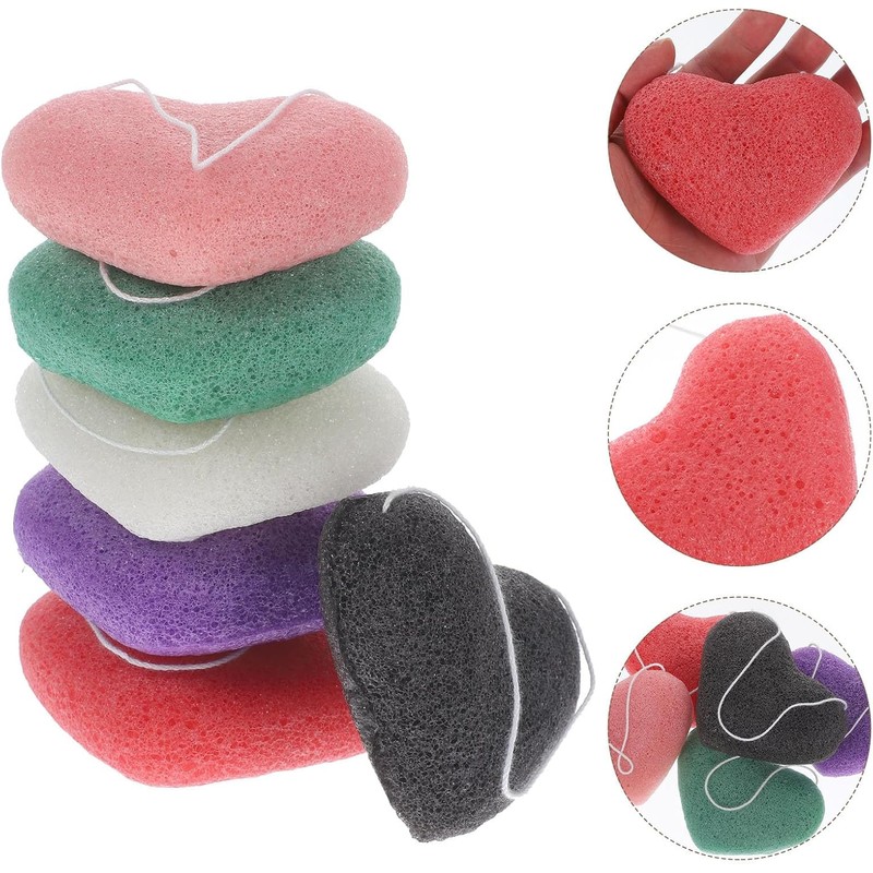 Happyyami 6 Piezas Esponjas Konjac Forma de Corazón para Limpieza
