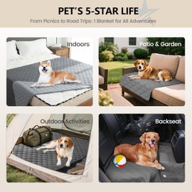 gogobunny 3X Stronger Waterproof Pet Blanket, Scratch Proof Furniture Protector for Dogs Cats, Reversible Cover 30x70 Inch, Dark Grey/Light Grey
