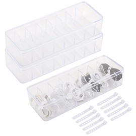 3 Pcs Cable Storage Organizers, Clear Cord Organizer Boxes with Lids & Detachable Dividers, Cable Storage Boxes with 10 Cable Ties, Transparent Electronics Charger Storage for Home Office