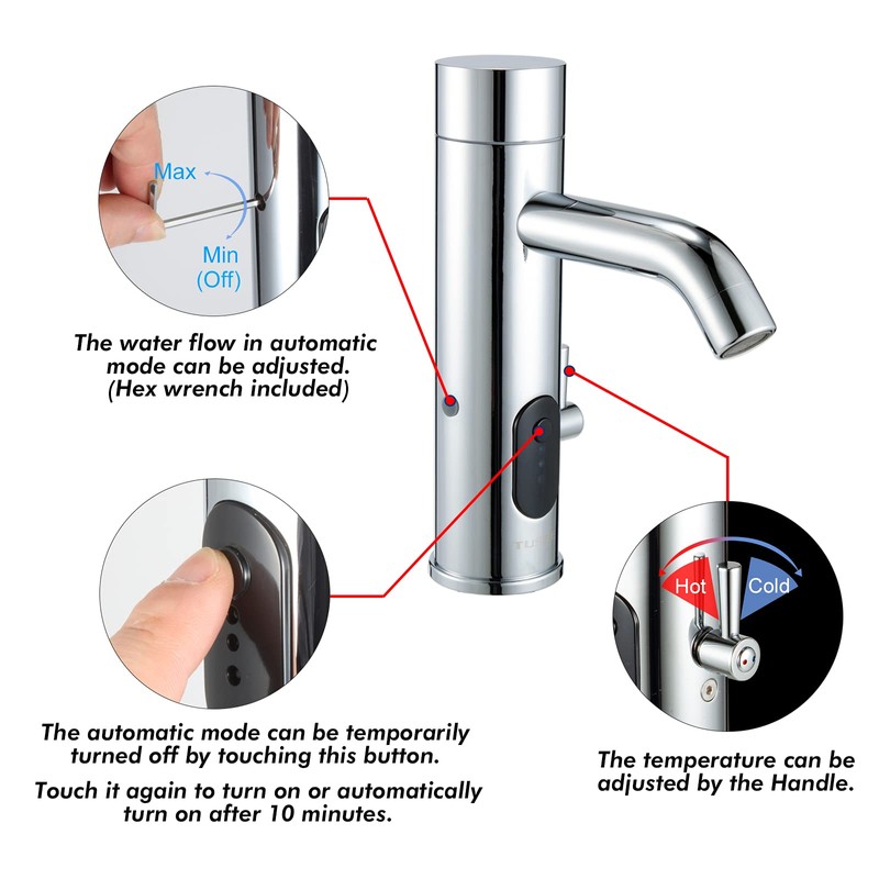 TUSEE Manual and Automatic Faucet, Touchless Bathroom Faucet with One
