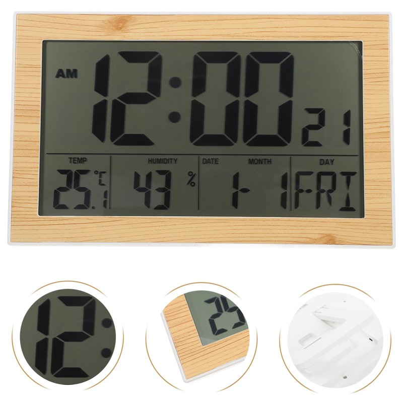 Cabilock 1Pc Screen Digital Alarm Clock with Thermometer Calendar Wall