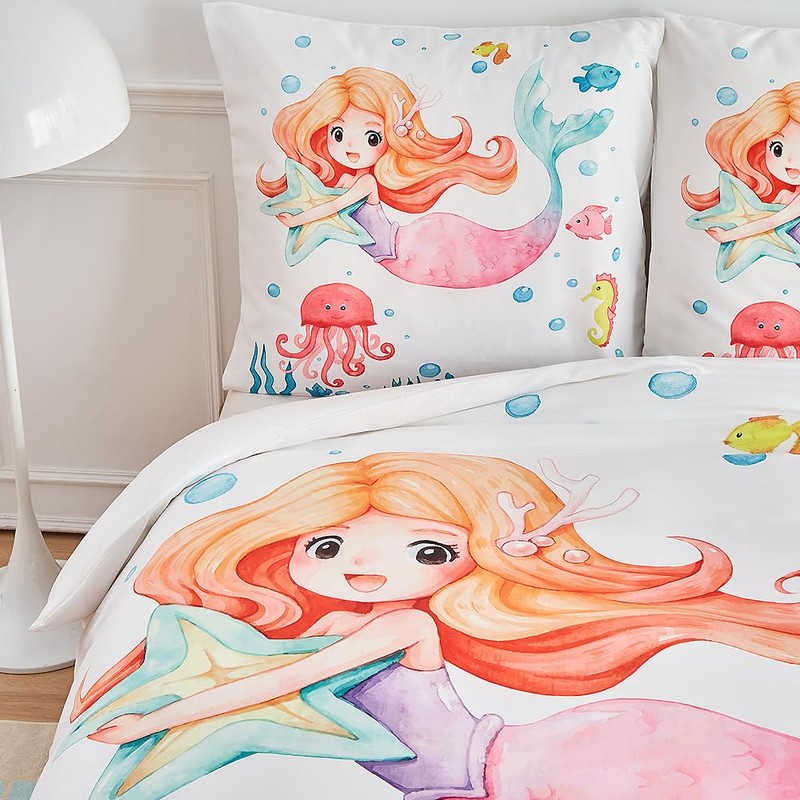 WUMIUER Mermaid Bed Linen 135 x 200 cm Set 2-Piece