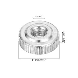 uxcell 5Pcs M4 Knurled Thumb Nuts, Carbon Steel Round Knurled Flat Head Through Hole Handle Nut, Lock Adjusting Nuts, Thin Type, Nickel Plated, Silver