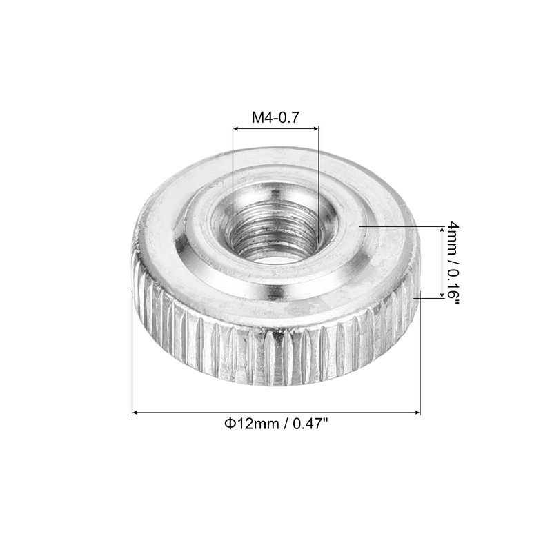 uxcell 5Pcs M4 Knurled Thumb Nuts, Carbon Steel Round Knurled