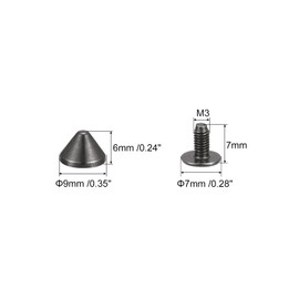 sourcing map 9x6mm Screw Back Rivets, 20 Sets Solid Leather Studs Spike for DIY Black