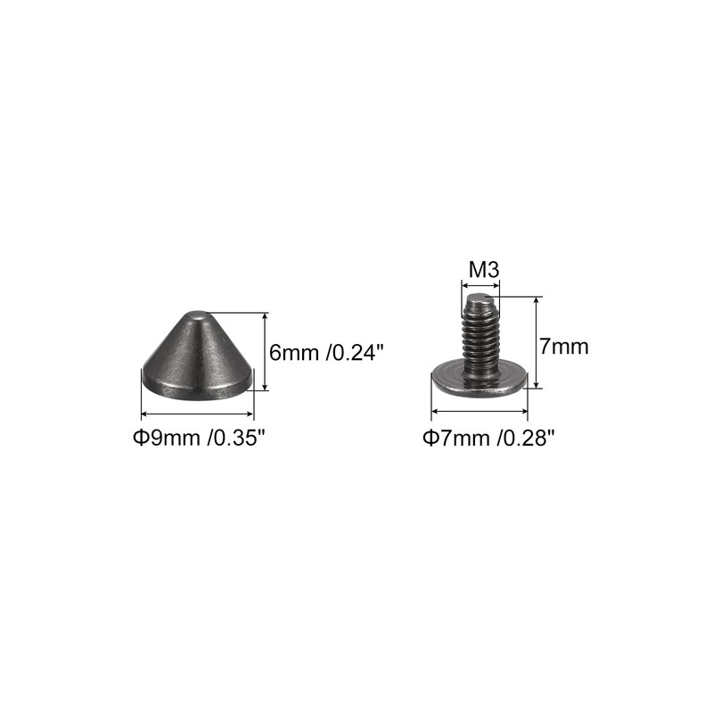 sourcing map 9x6mm Screw Back Rivets, 20 Sets Solid Leather