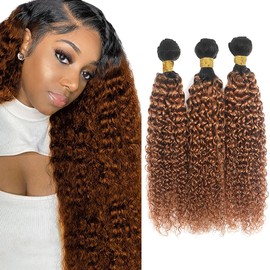 26 28 30 Inch 1B30 Bundles Ombre Kinky Curly Human Hair Bundles Ombre Brown Bundles Human Hair Two Tone Black And Color 30 Brown Bundles Remy Hair Extensions