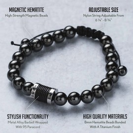 iHeartDogs Hero Company Magnetic Hematite Titanium Beads Bracelet - Magnetic Therapy Bracelet for Men and Women