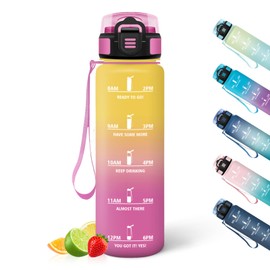 HoneyHolly Water Bottle, 1 Litre, Time Marking, Water Bottle, Leak-Proof, Sports Water Bottle, Reusable, Water Bottle for Gym, Cycling, Office, Outdoor,