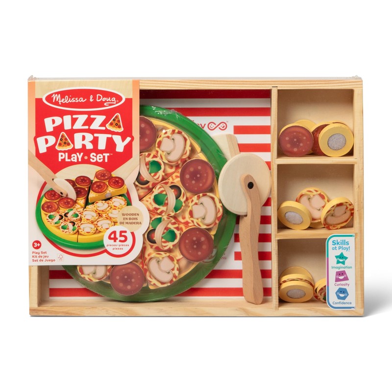 Melissa & Doug Wooden Pizza Party Play Set, 36 Self-Stick