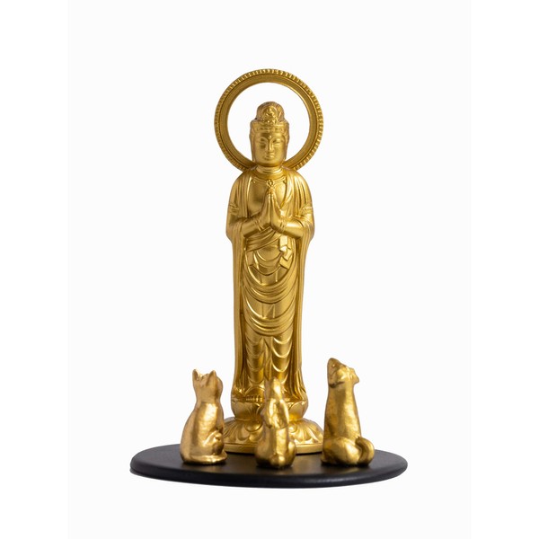 Buddha Statue Pet Kannon Bodhisattva 3.0 inches (7.7 cm) (Gold) _ "Animal Protection and Pet Memorial Service" Takaoka Copperware (Pkannon/S)