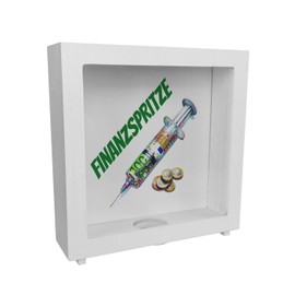 Financial Injection Money Gift Frame Money Box Made of Wood Syringe Filled with Euro Banknotes Coins Creative Money Gift Idea in Real Currency