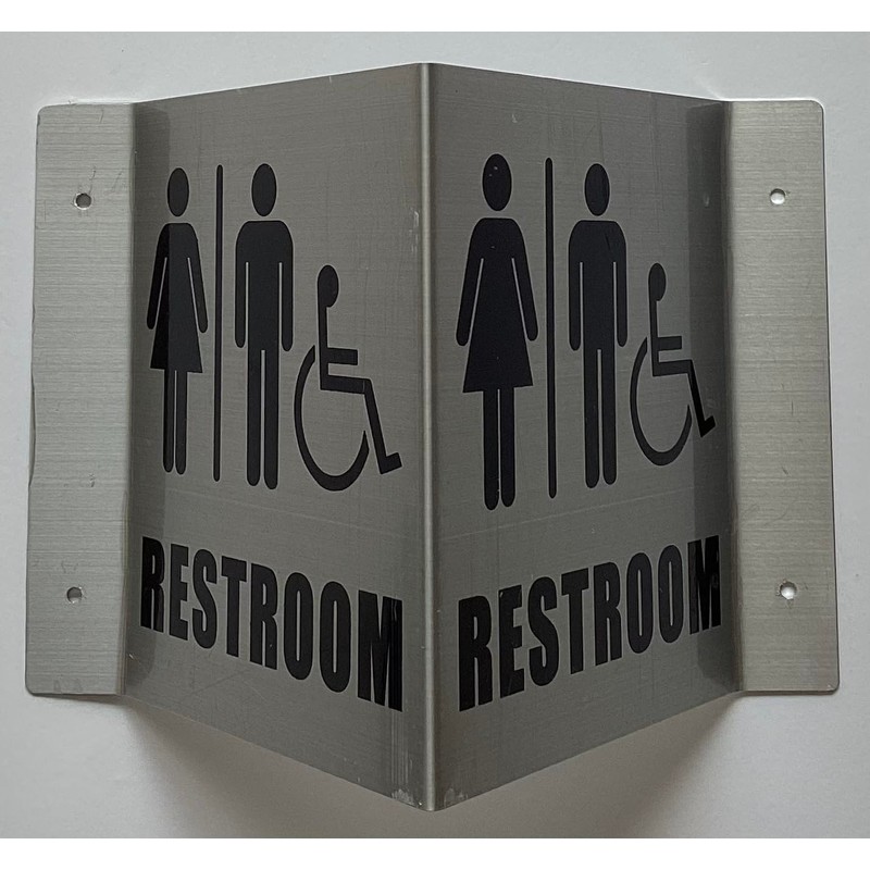 Corridor Restroom accessible sign-Restroom accessible Hallway sign (Aluminium,5x6 SILVER)-le couloir