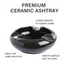 Premium Black Ceramic Cigar Ashtray with 3 Extra Wide Grooves