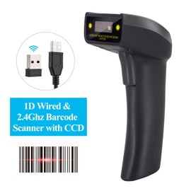 Barcode Scanner USB Plug and Play Portable Handheld Barcode Reader for Supermarket Retail Library 1D Wired and 2.4G Wireless