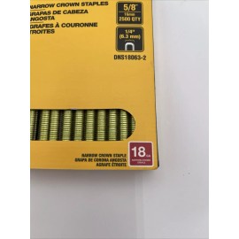 DeWalt 18 GA 5/8" Long 1/4" Narrow Crown Staples 2500 QTY - DNS18063-2