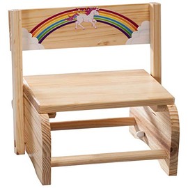 Fox Valley Traders 2-in-1 Children's Step Stool and Chair, Unicorn Design
