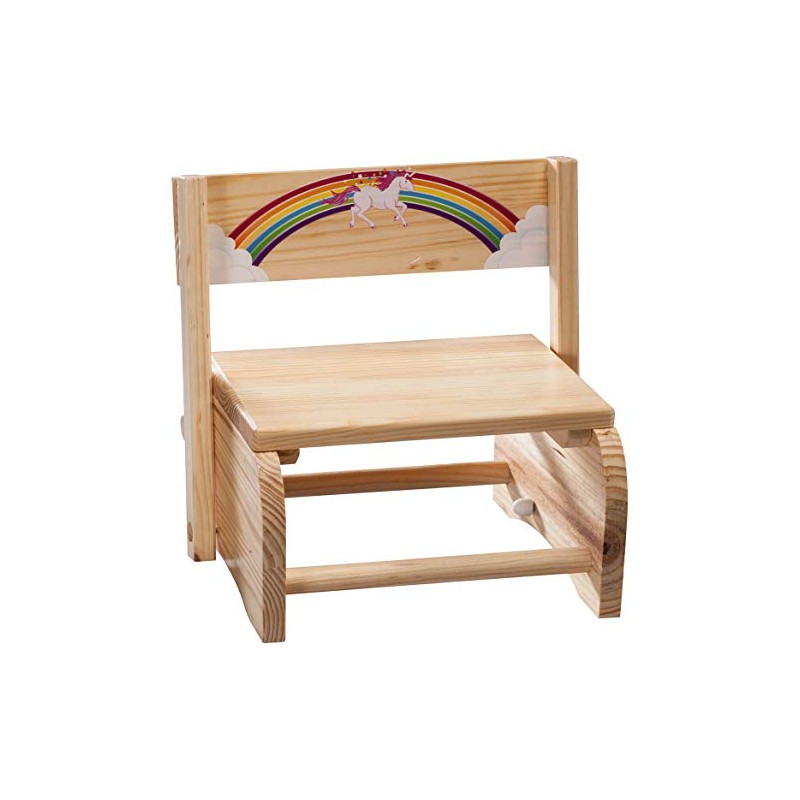 Fox Valley Traders 2-in-1 Children's Step Stool and Chair, Unicorn